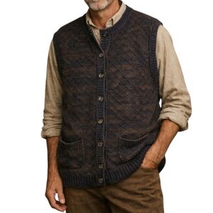 SAINT LAURENT RIVE GAUCHE | Vintage Sleeveless Knit Cardigan Vest Blue Size S